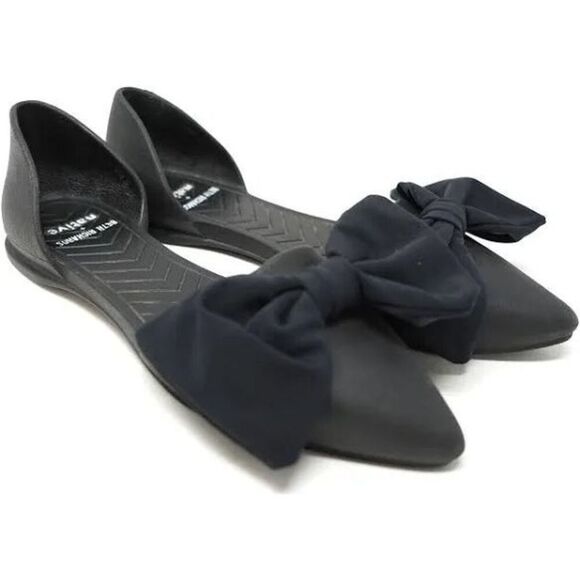 Native Shoes - Beth Richards x Native Black Audrey Bow Pointed Toe D'Orsay Flats Size 8